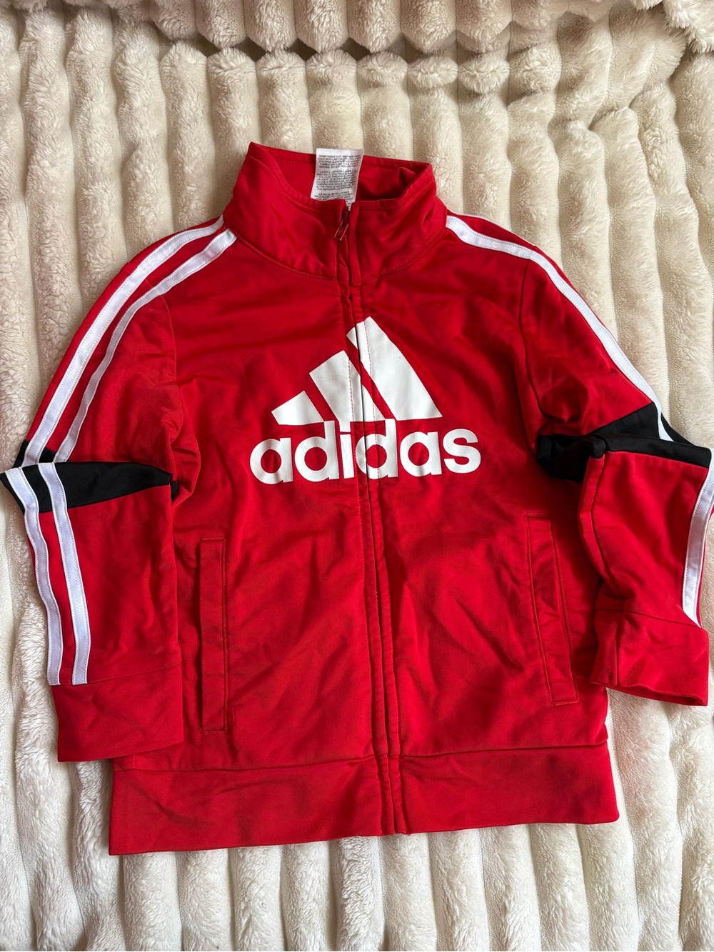Adidas Red & White Track Jacket – Kids Size 4